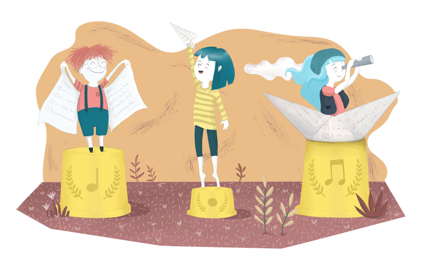 Ilustración infantil de ritmos de aprendizaje por soy rio ilustración