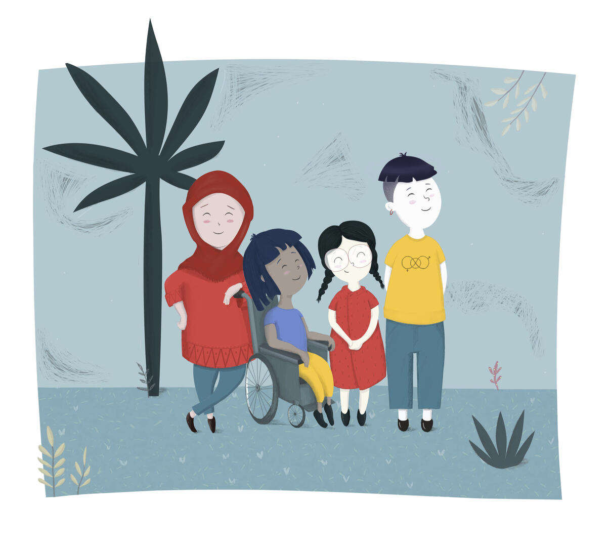 Ilustración infantil de la diversidad en el aula por soy rio ilustración