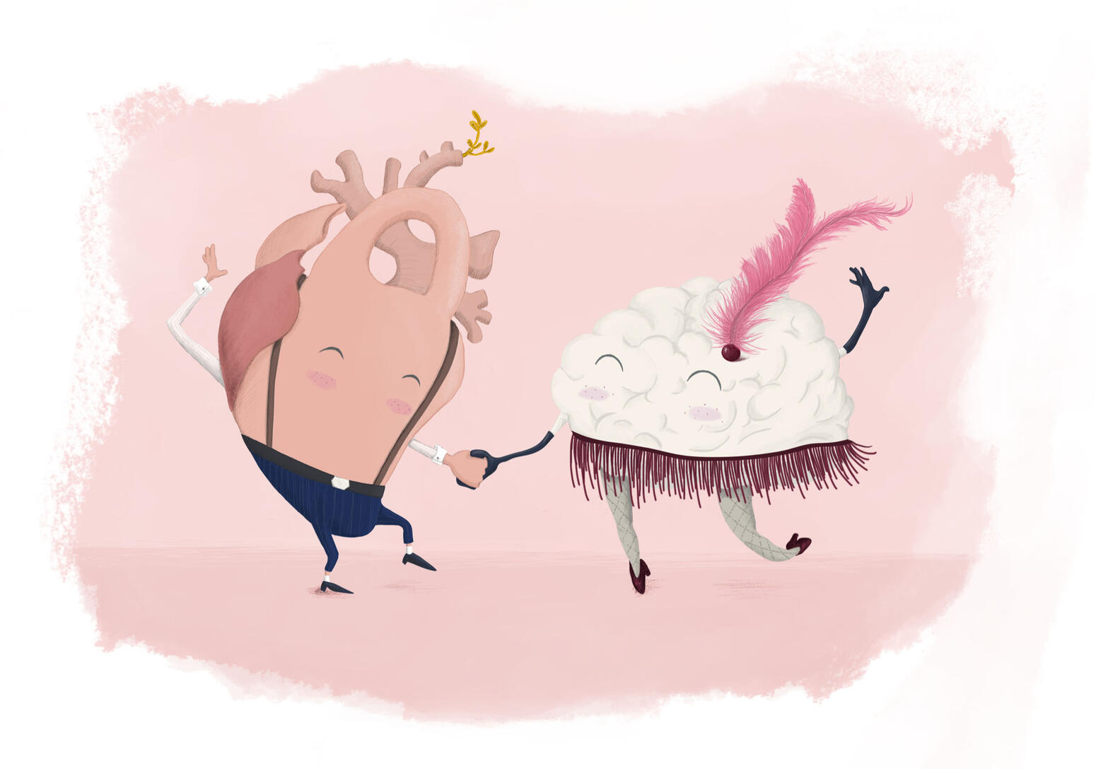 Ilustración infantil de baile entre el corazón y la razón por soy rio ilustración