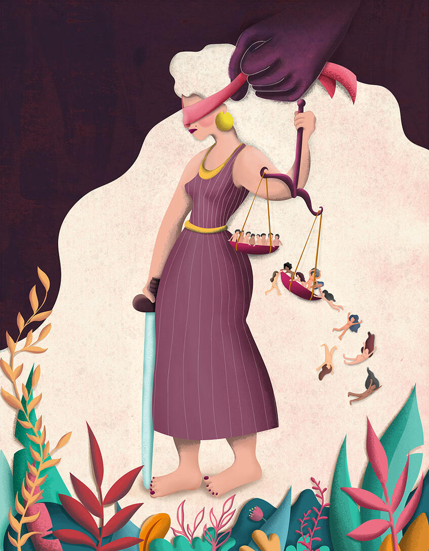 Justicia de género Ilustración de Soy Rio sobre la justicia de género para campaña de igualdad de género