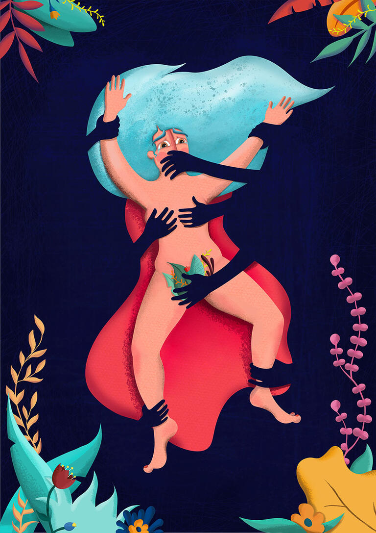 Ilustración de Soy Rio sobre las violaciones para campaña de igualdad de género