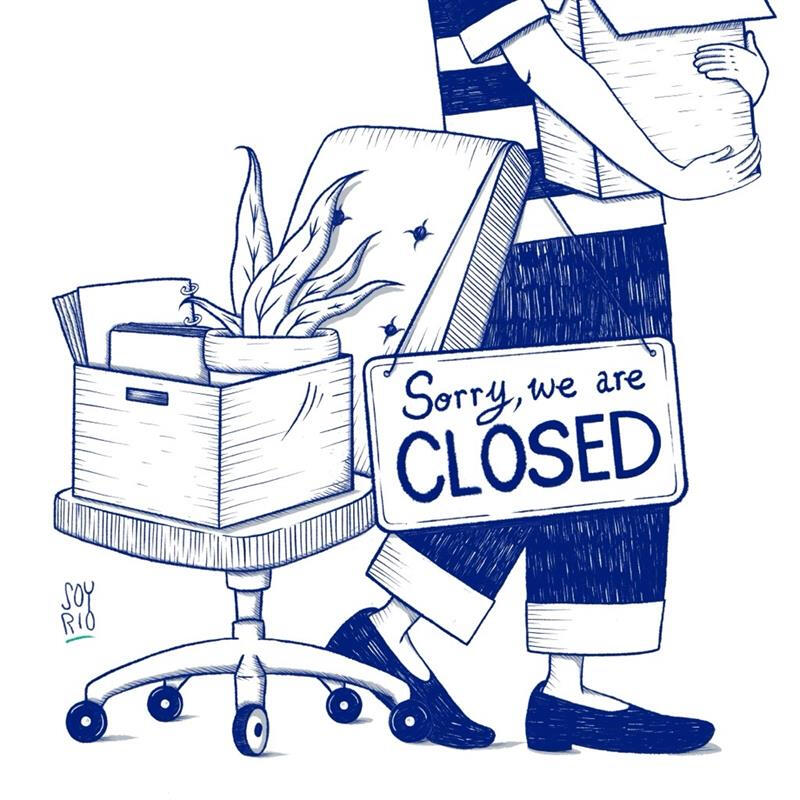 Cierre oficina Soy Rio Ilustración para Atogu oficina cerrando